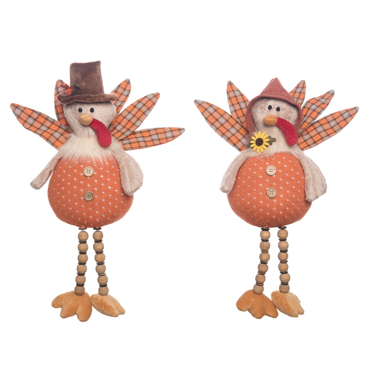 Plush Turkey Shelf Sitter Decorative Figurine for Fall Decor